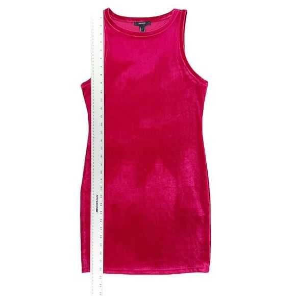 Forever 21 Bright Pink Sleeveless Velour Shift Dress Size Medium - Picture 3 of 6
